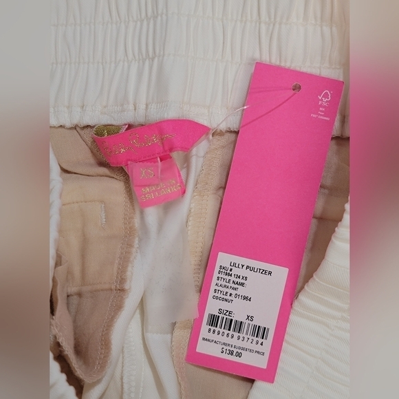 Lilly Pulitzer Women's XS Alaura Pant Coconut Mid Rise Twill Pull-on Pockets - Picture 10 of 11
